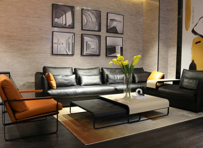 Italienische Leder Stil Wohnzimmer Möbel Ecksofa Sofa Polster Garnitur Eckcouch